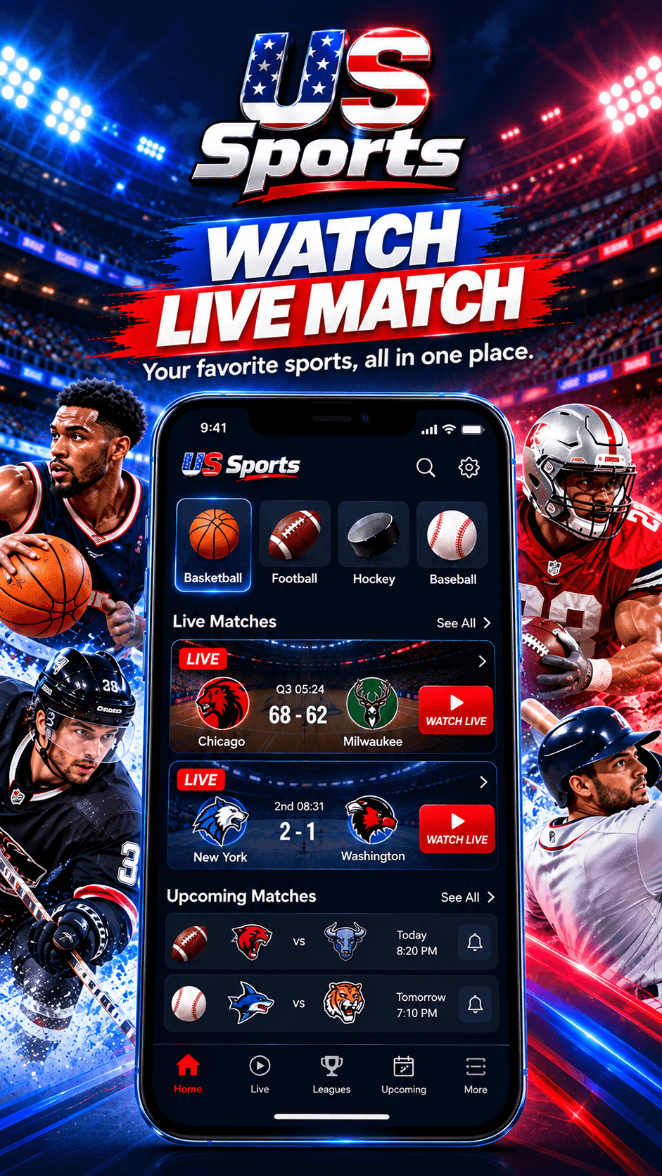 Live Stream NFL NHL NBA screenshot 1